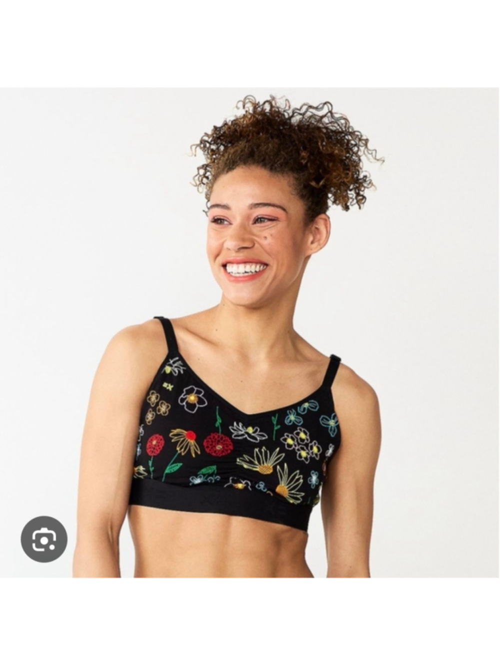 Women's TomboyX Floral Print Bralette Size M Black Multi-color